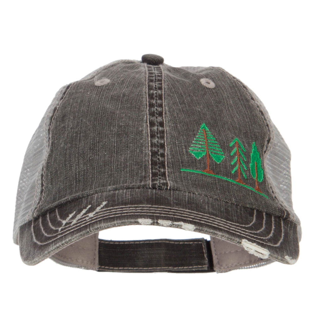 Cap Design Tree Three Trees Embroidered Cotton Mesh Cap | Mascot Designed | e4Hats ...