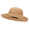 Women's 3 Inch Turn Up Brim Straw Crochet Summer Bucket Hat