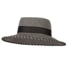 Women's Wool Felt Wide Ribbon Band and Stitching Detailed Brim Gambler Hat