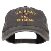 US Army Veteran Military Embroidered Washed Cap