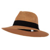 Unisex Paper Braid Open Weave Ribbon Accented Large Brim Fedora Hat