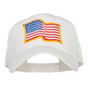 Wavy US American Flag Patched Cotton Cap