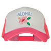 Hawaii Flower Aloha Embroidered Neon Polyester Big Size Mesh Cap