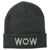 Wow Embroidered Long Knit Beanie