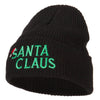 Christmas Hat with Santa Claus Embroidered Eco Cotton Ribbed XL Cuff Beanie