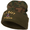 US Navy Veteran Military Embroidered Camo Knit Long Beanie