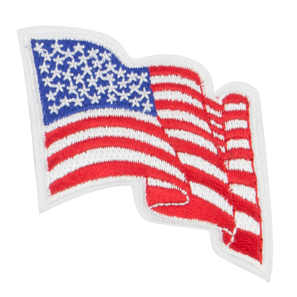 Wavy US American Flag Patches, Small / One Size
